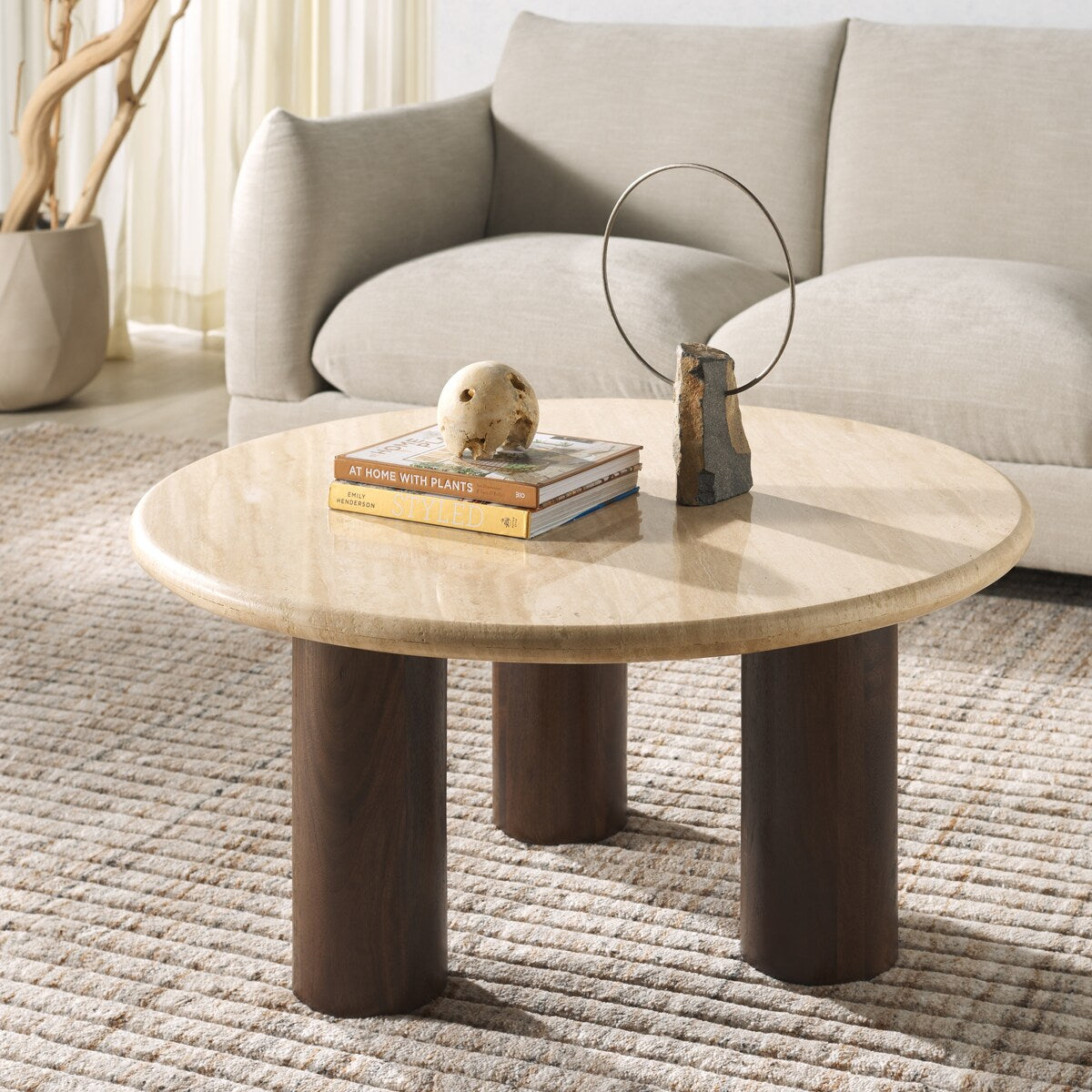 SAFAVIEH Couture Jennamira Travertine Coffe Table - 35Wx35Dx16H