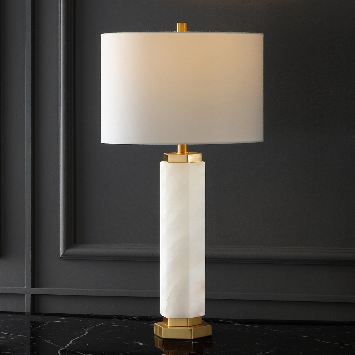 SAFAVIEH Couture Kadire Alabaster Table Lamp - 15 In W x 15 In D x 29 In H - 15Wx15Dx29H