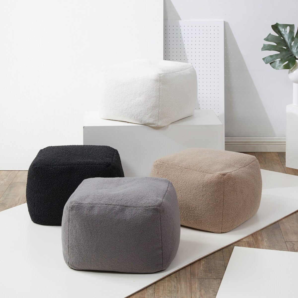 SAFAVIEH Couture Kamryn Boucle Square Ottoman Pouf