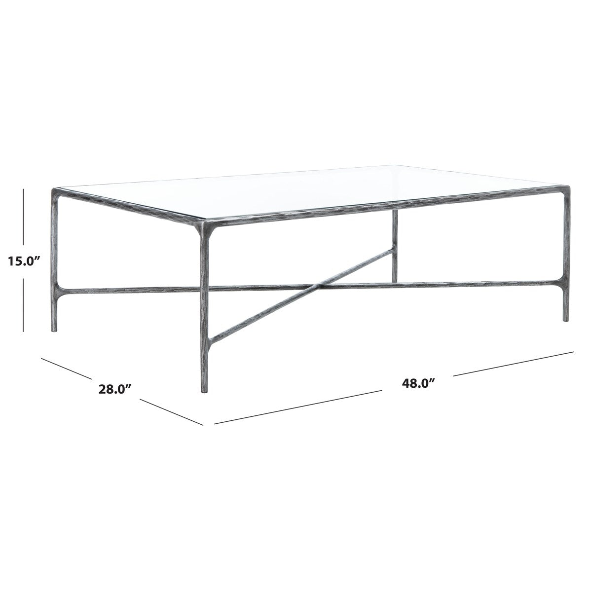 SAFAVIEH Couture Karita Rectangle Metal Coffee Table - 48" W x 28" L x 15" H - 48Wx28Dx15H