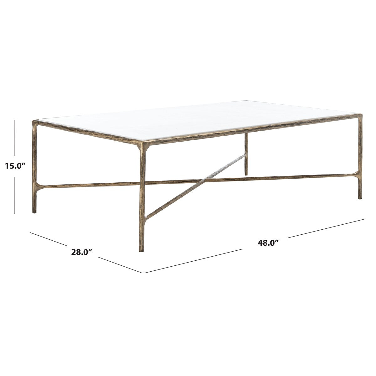 SAFAVIEH Couture Karita Rectangle Metal Coffee Table - 48" W x 28" L x 15" H - 48Wx28Dx15H