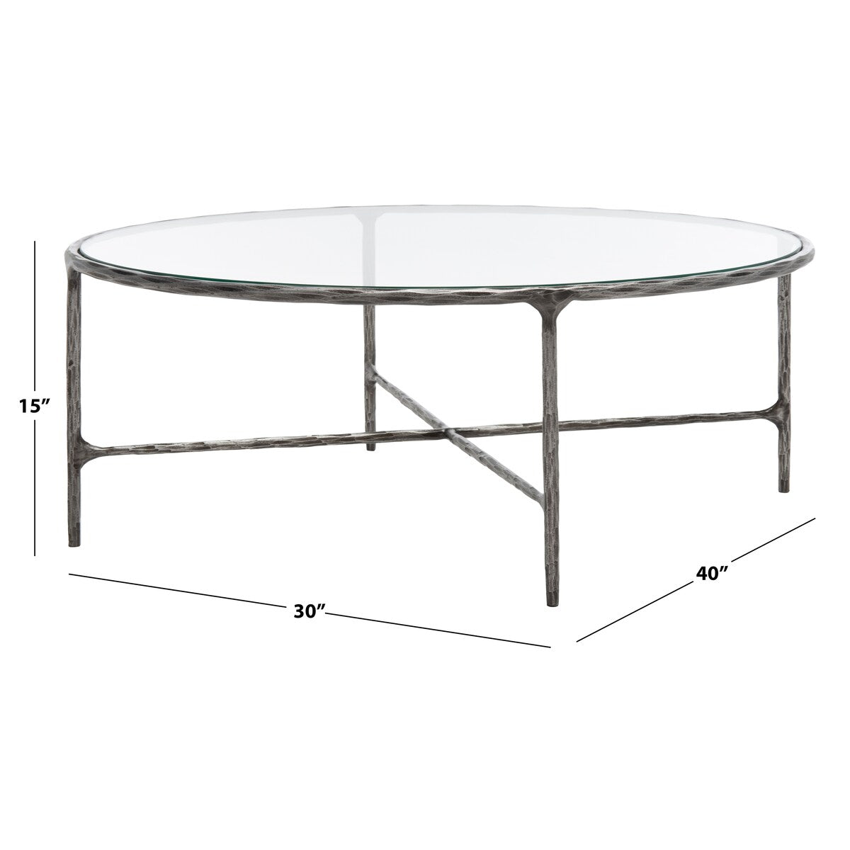 SAFAVIEH Couture Kathleen Oval Metal Coffee Table - 40 In W x 30 In D x 15 In H - 40Wx30Dx15H