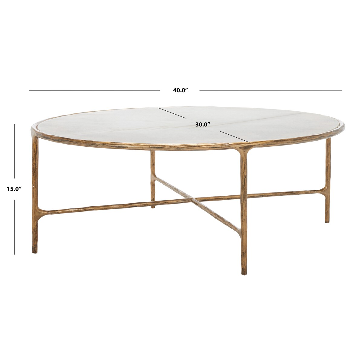 SAFAVIEH Couture Kathleen Oval Metal Coffee Table - 40 In W x 30 In D x 15 In H - 40Wx30Dx15H