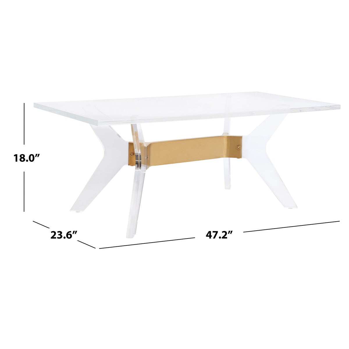 SAFAVIEH Couture Klaudija Acrylic Coffee Table - 47.2" W x 23.6" L x 18" H - 47Wx24Dx18H