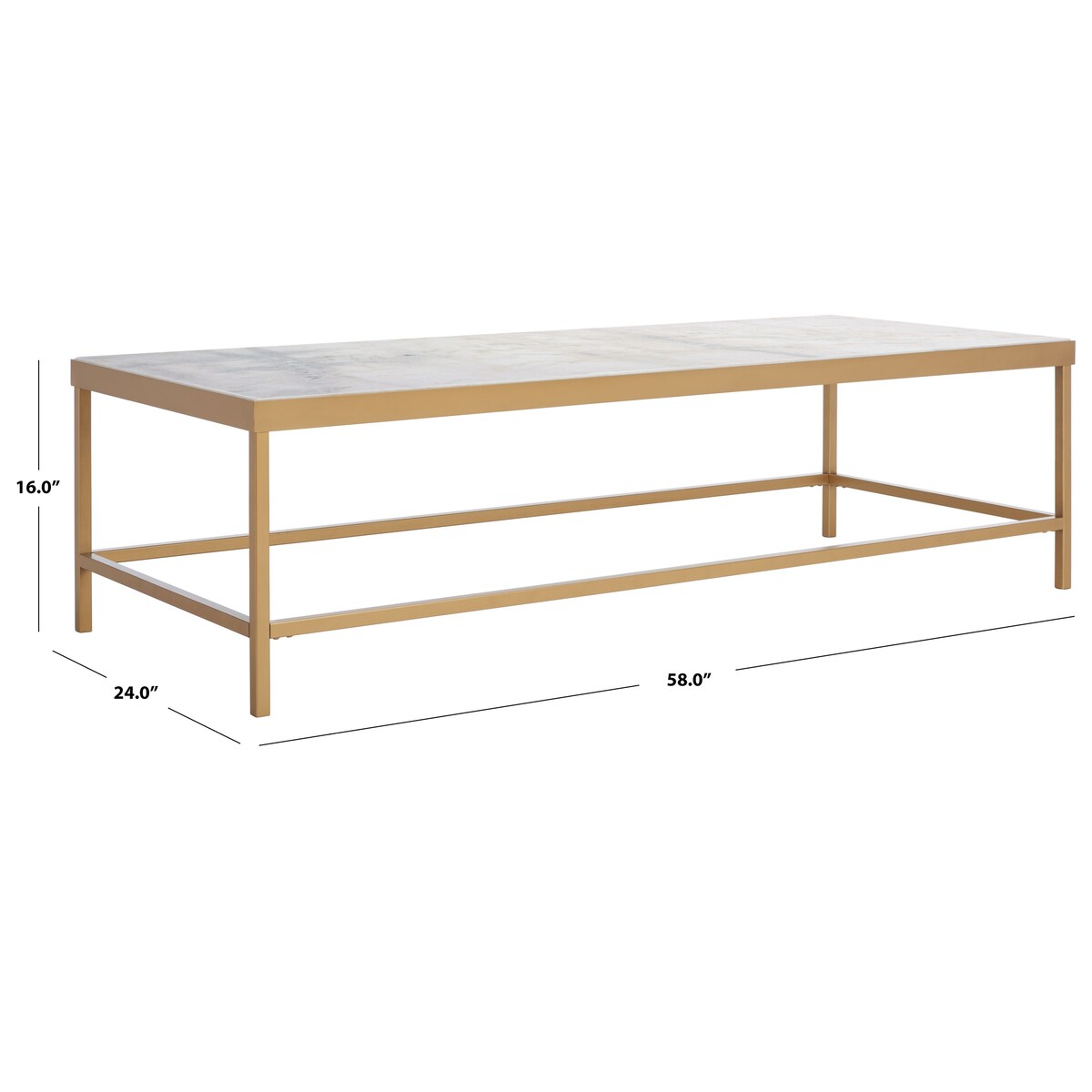 SAFAVIEH Couture Kumi Rectangle Marble Coffee Table - 58 In W x 24 In D x 16 In H - 58Wx24Dx16H