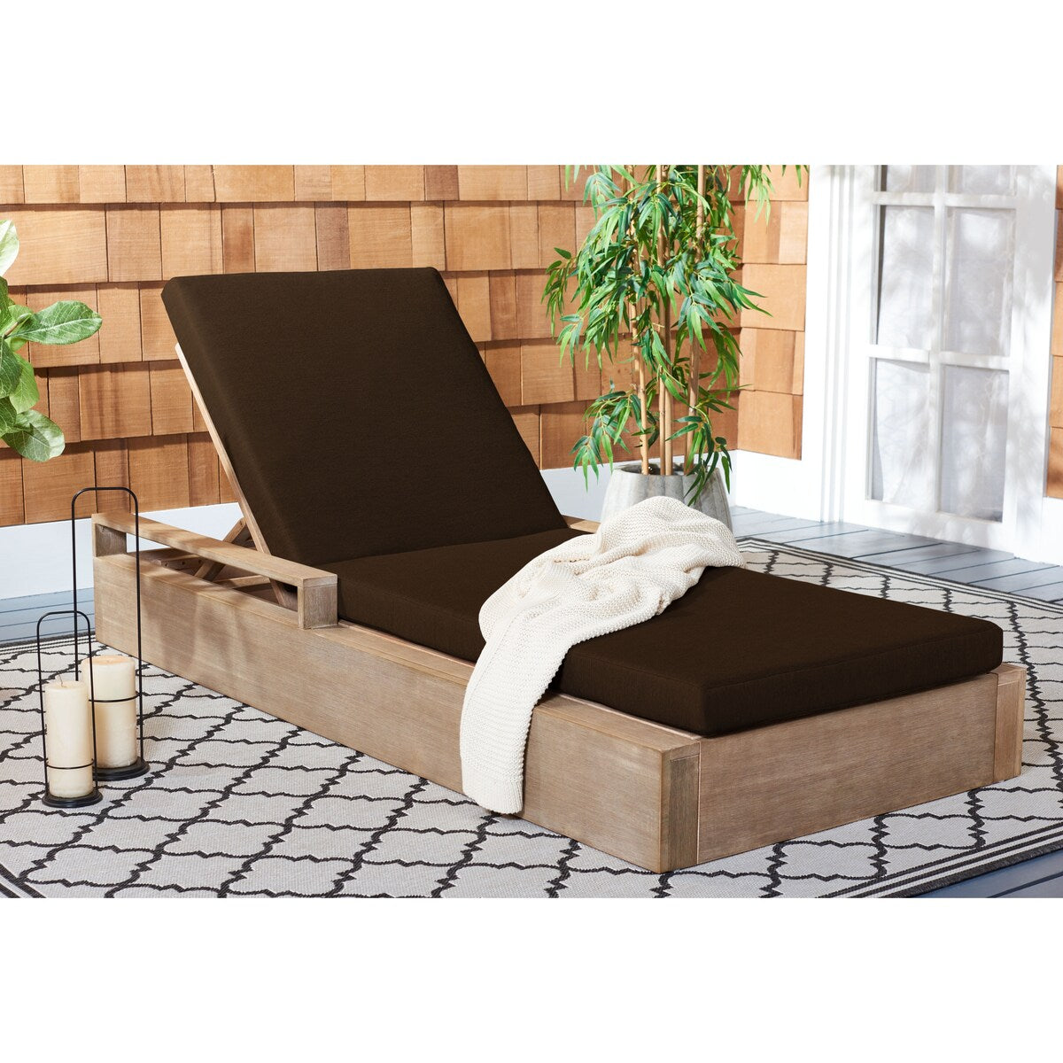 SAFAVIEH Couture Lanai Wood Chaise Lounge Chair - 37Wx78Dx34H