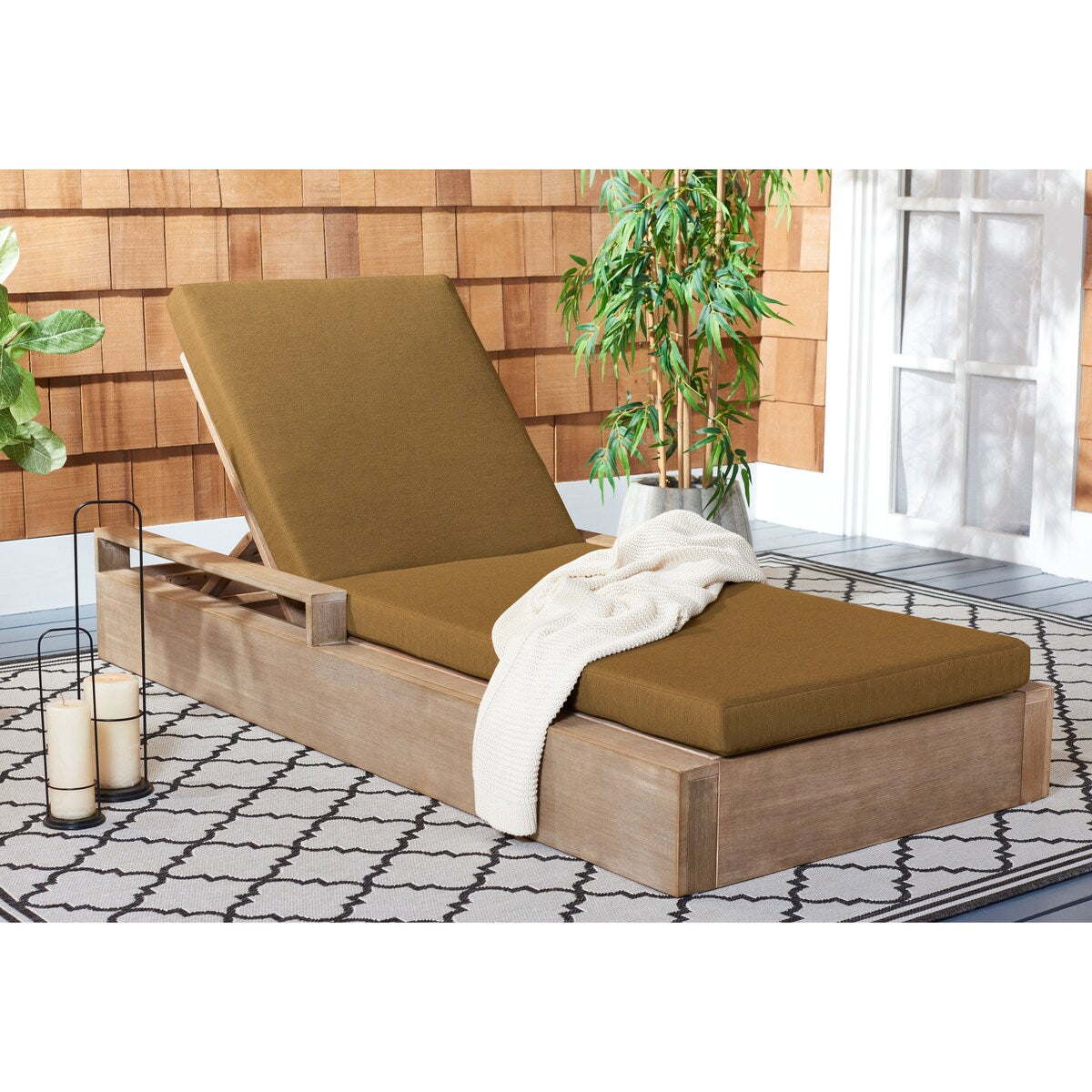 SAFAVIEH Couture Lanai Wood Chaise Lounge Chair - 37Wx78Dx34H