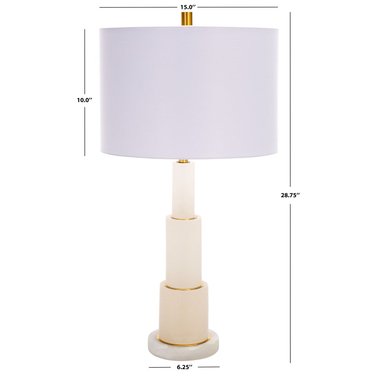 SAFAVIEH Couture Lighting Nagihan 28-inch Alabaster Tiered Table Lamp - 15 In W x 15 In D x 28 In H - 15Wx15Dx28H