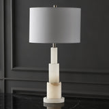 SAFAVIEH Couture Lighting Nagihan 28-inch Alabaster Tiered Table Lamp - 15 In W x 15 In D x 28 In H - 15Wx15Dx28H