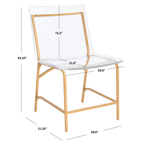 SAFAVIEH Couture Ljupka Acrylic Dining Chair (Set of 2) - 20 In W x 21.25 In D x 33.25 In H - 20Wx21Dx33H