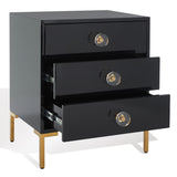 SAFAVIEH Couture Lumturije 3-Drawer Side Table- Black / Brass - 24" W x 18" L x 28" H - 24Wx18Dx28H