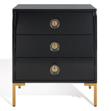 SAFAVIEH Couture Lumturije 3-Drawer Side Table- Black / Brass - 24" W x 18" L x 28" H - 24Wx18Dx28H