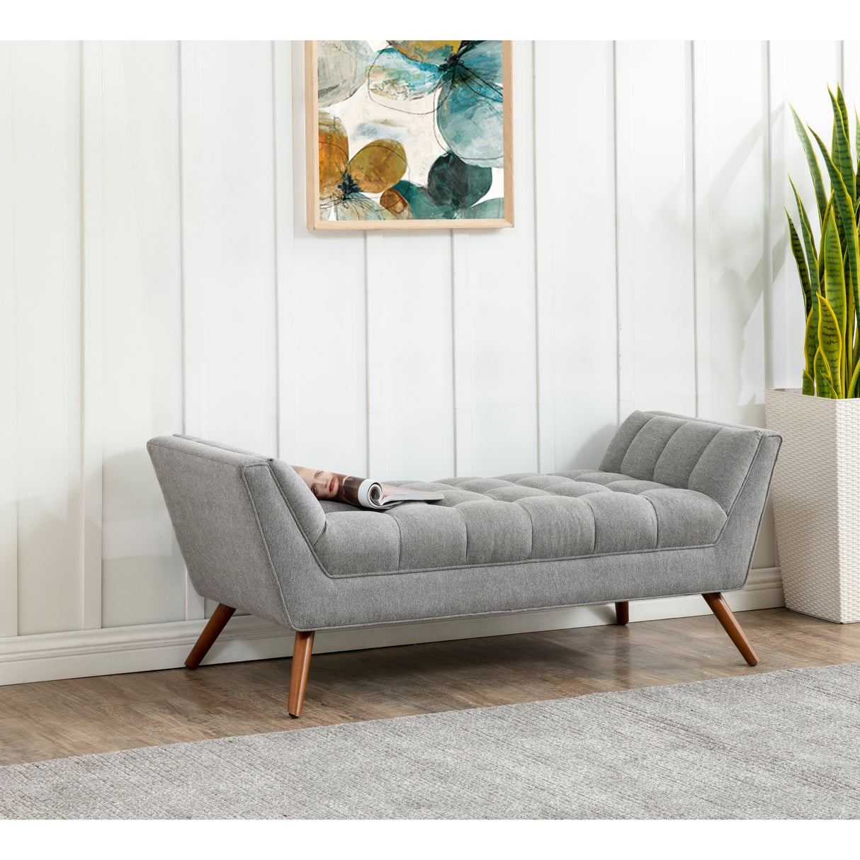 SAFAVIEH Couture Målfrid Tufted Bench - 53.2" W x 20.9" L x 20.9" H - 53Wx21Dx21H