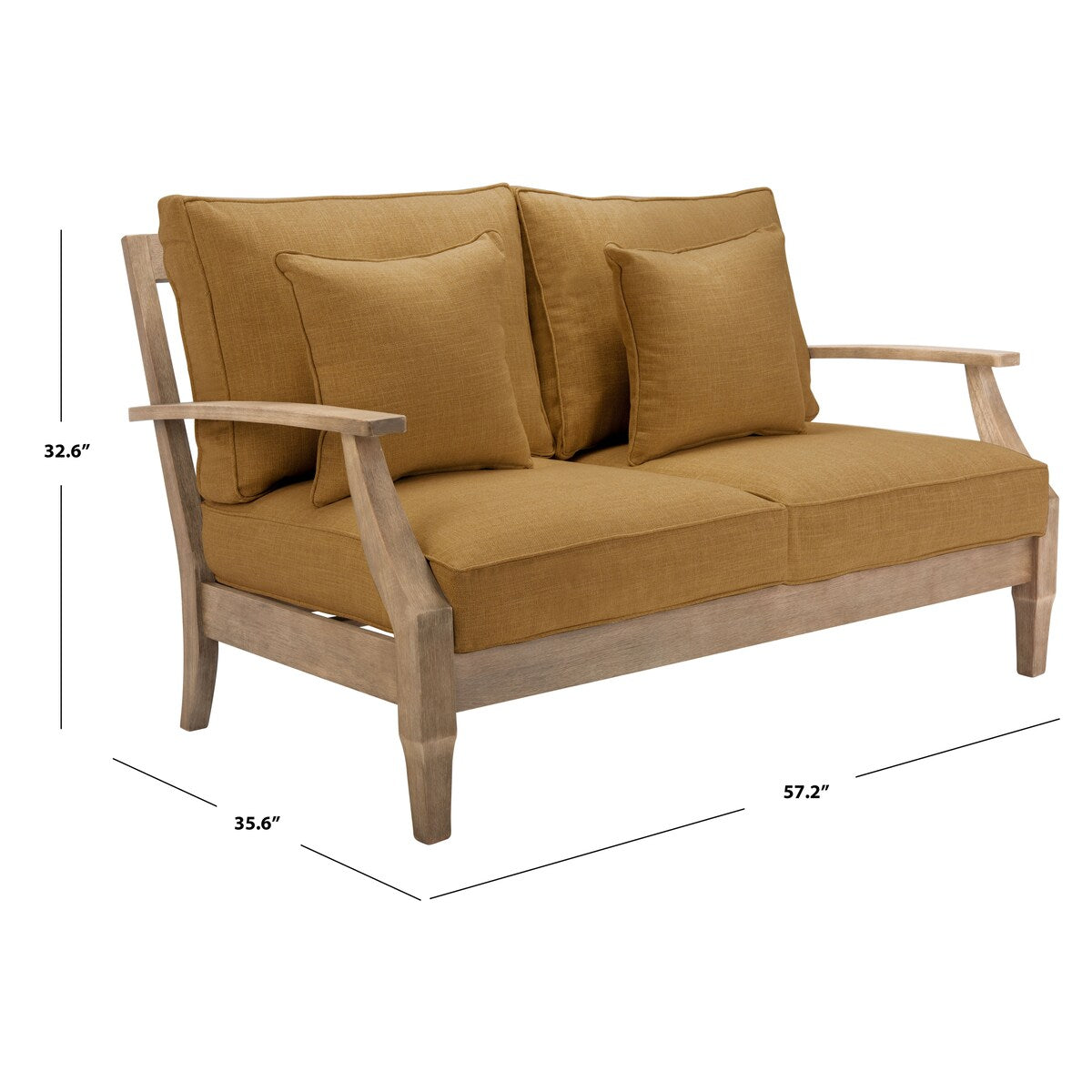 SAFAVIEH Couture Martinique Wood Patio Loveseat - 56Wx35Dx32H