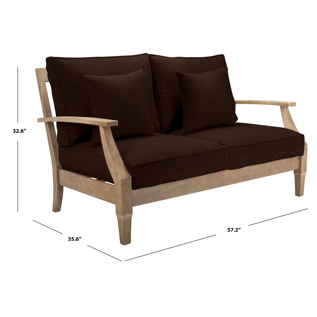 SAFAVIEH Couture Martinique Wood Patio Loveseat - 56Wx35Dx32H