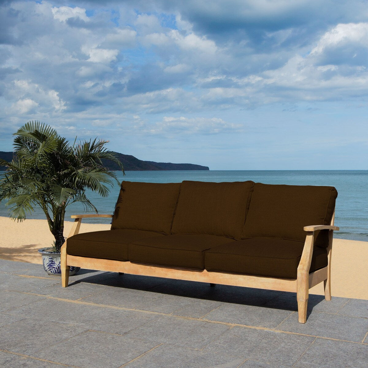 SAFAVIEH Couture Martinique Wood Patio Sofa - 82Wx35Dx32H