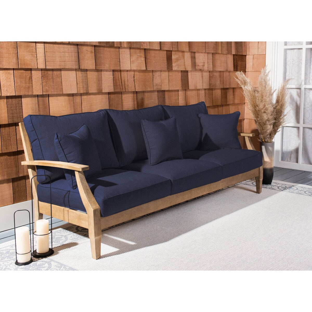 SAFAVIEH Couture Martinique Wood Patio Sofa - 82Wx35Dx32H