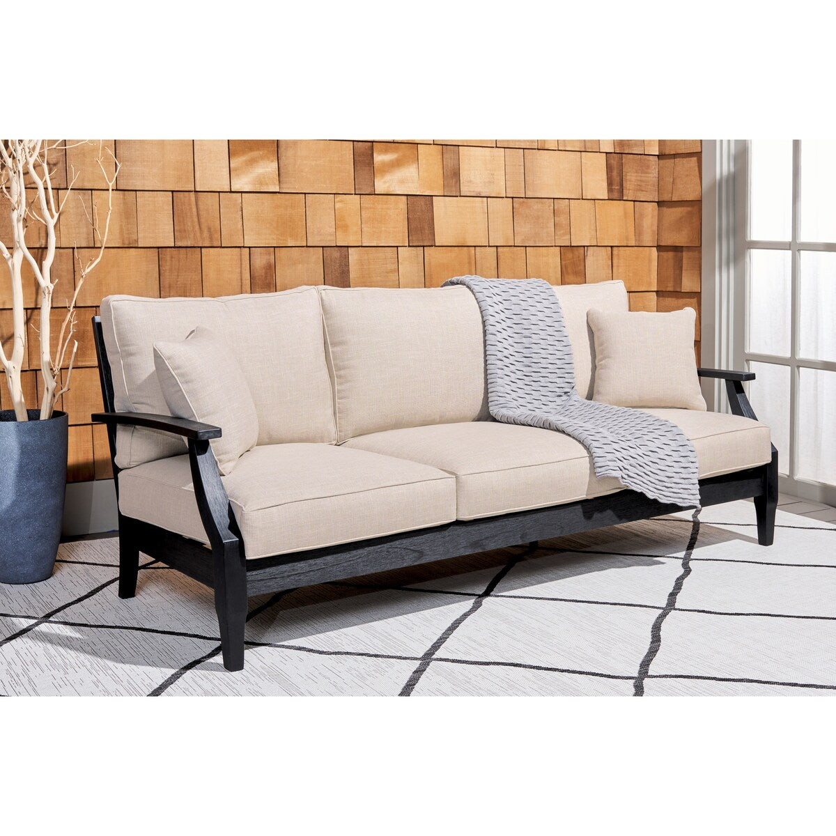 SAFAVIEH Couture Martinique Wood Patio Sofa - 82Wx35Dx32H