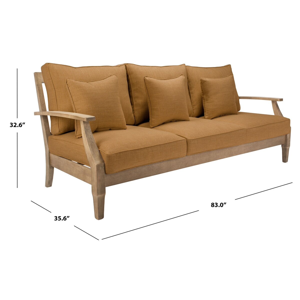 SAFAVIEH Couture Martinique Wood Patio Sofa - 82Wx35Dx32H