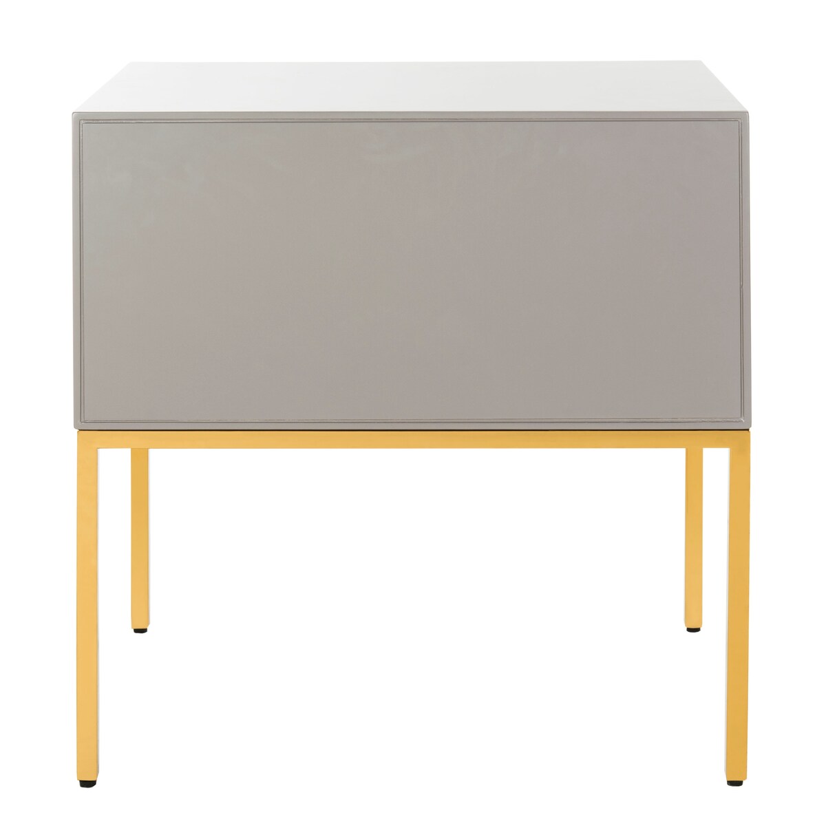 SAFAVIEH Couture Mercês Walnut 2-Drawer Side Table- Charcoal / Gold - 24" W x 20" L x 26" H - 24Wx20Dx26H