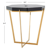 SAFAVIEH Couture Michele Black Lacquer Stainless Steel End Table - 20Wx20Dx22H