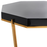 SAFAVIEH Couture Michele Black Lacquer Stainless Steel End Table - 20Wx20Dx22H