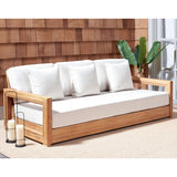 SAFAVIEH Couture Montford Brazilian Teak 3-Seat Bench - 77Wx36Dx27H