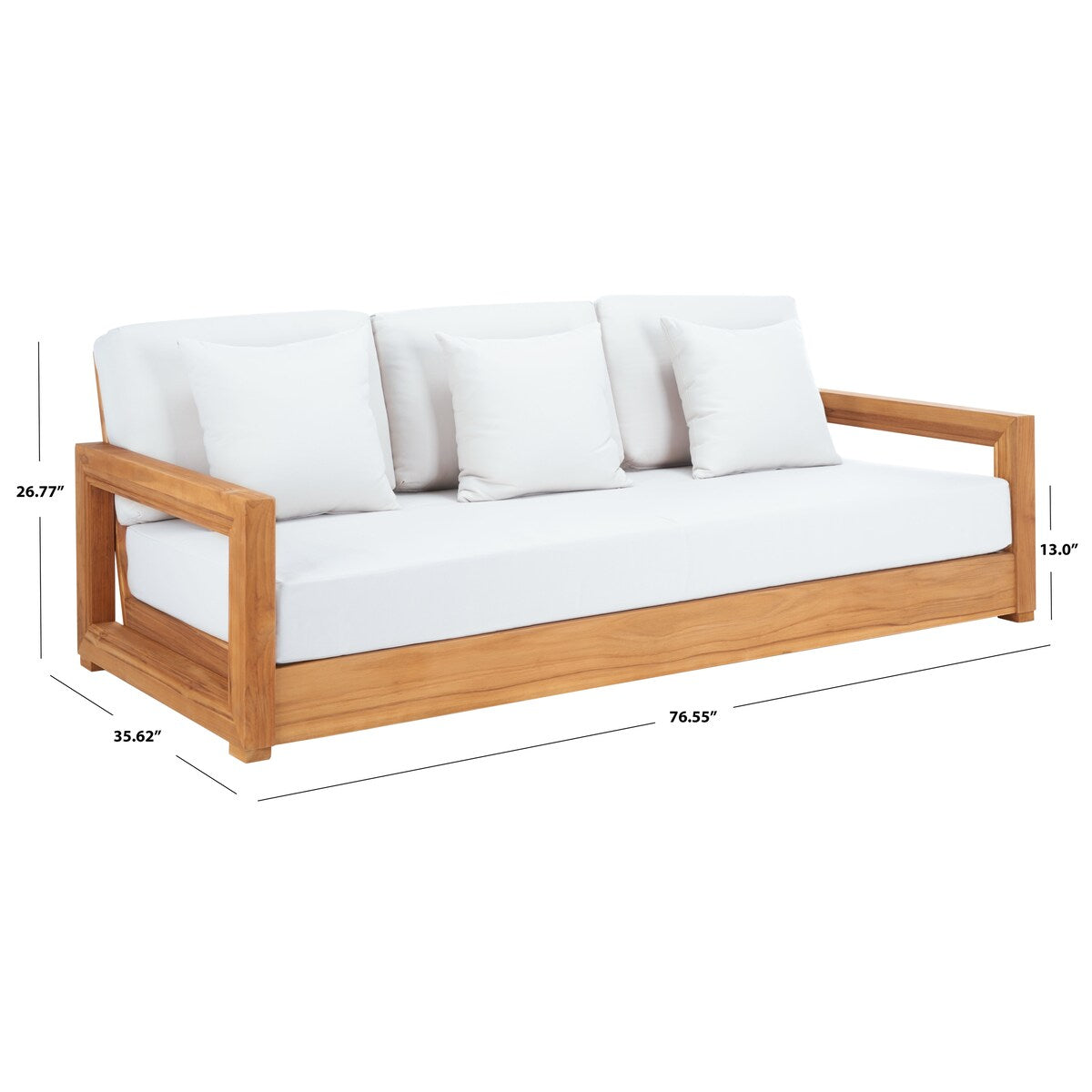 SAFAVIEH Couture Montford Brazilian Teak 3-Seat Bench - 77Wx36Dx27H