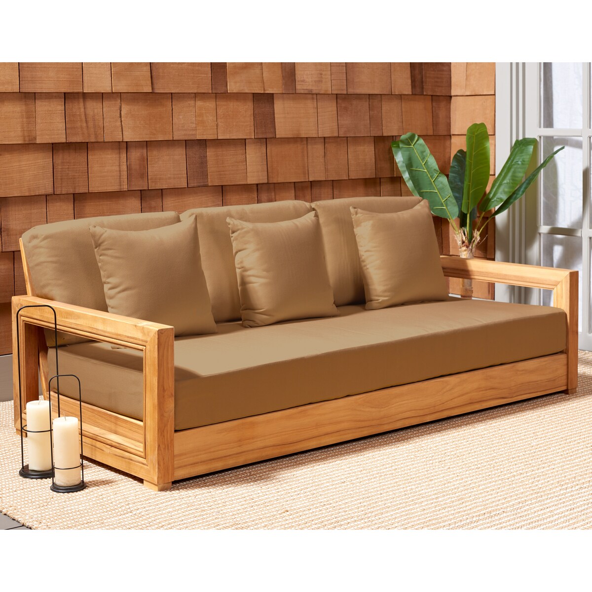 SAFAVIEH Couture Montford Brazilian Teak 3-Seat Bench - 77Wx36Dx27H