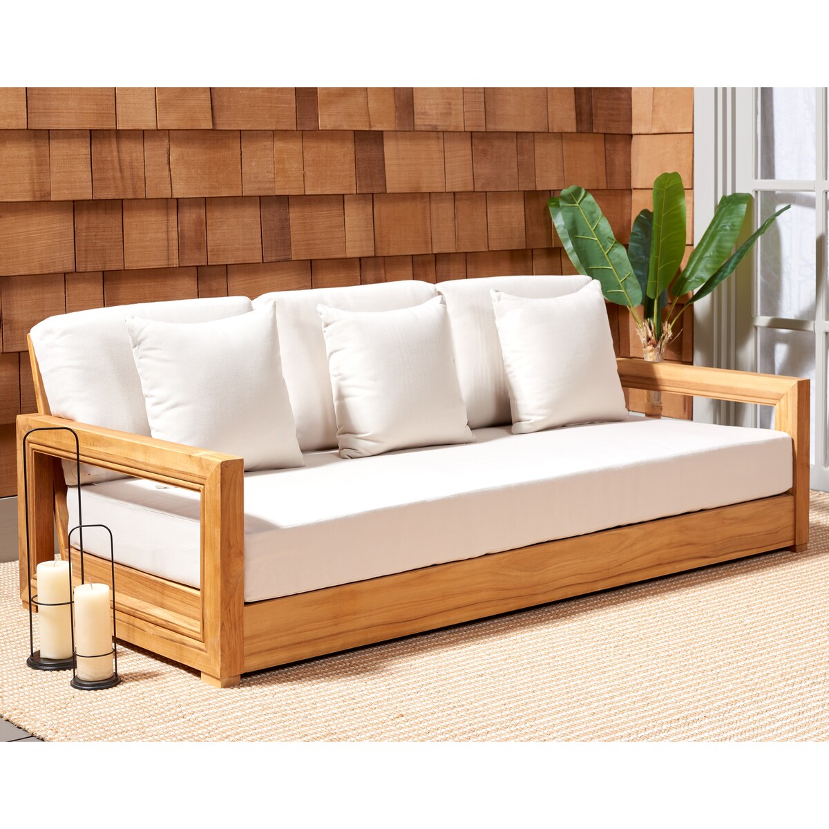 SAFAVIEH Couture Montford Teak 3-Seat Bench Casing - 72Wx29Dx1H