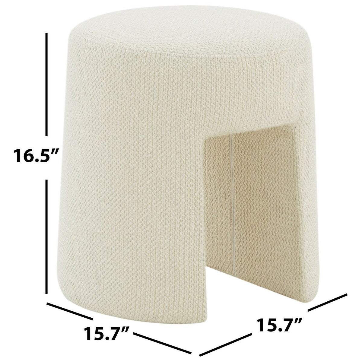 SAFAVIEH Couture Muire Ivory Upholstered Ottoman