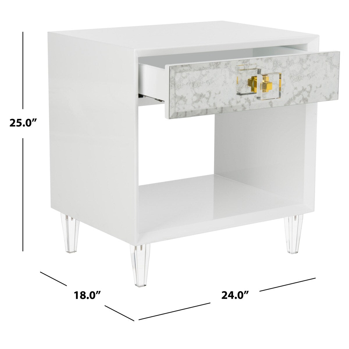 SAFAVIEH Couture Myrthe Eglomise Side Table- White - 24" W x 18" L x 25" H - 24Wx18Dx25H