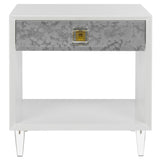 SAFAVIEH Couture Myrthe Eglomise Side Table- White - 24" W x 18" L x 25" H - 24Wx18Dx25H