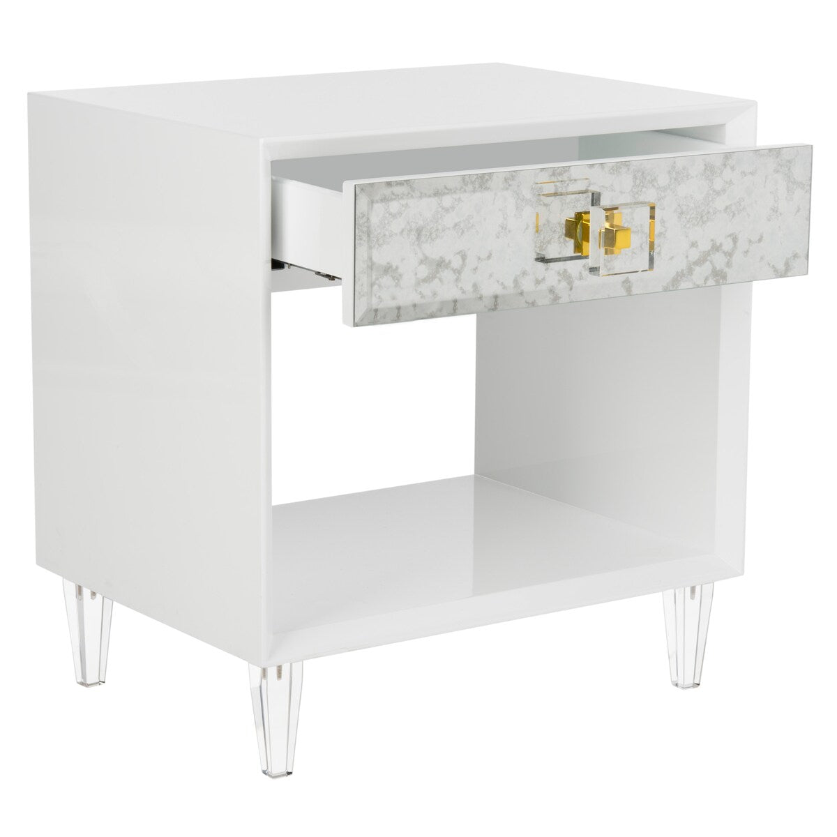 SAFAVIEH Couture Myrthe Eglomise Side Table- White - 24" W x 18" L x 25" H - 24Wx18Dx25H