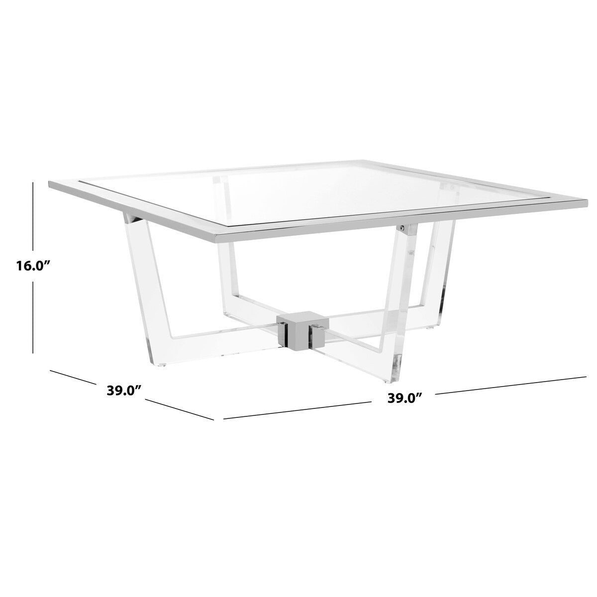 SAFAVIEH Couture Nalini Glass Coffee Table- Clear - 39" W x 39" L x 16" H - 39Wx39Dx16H