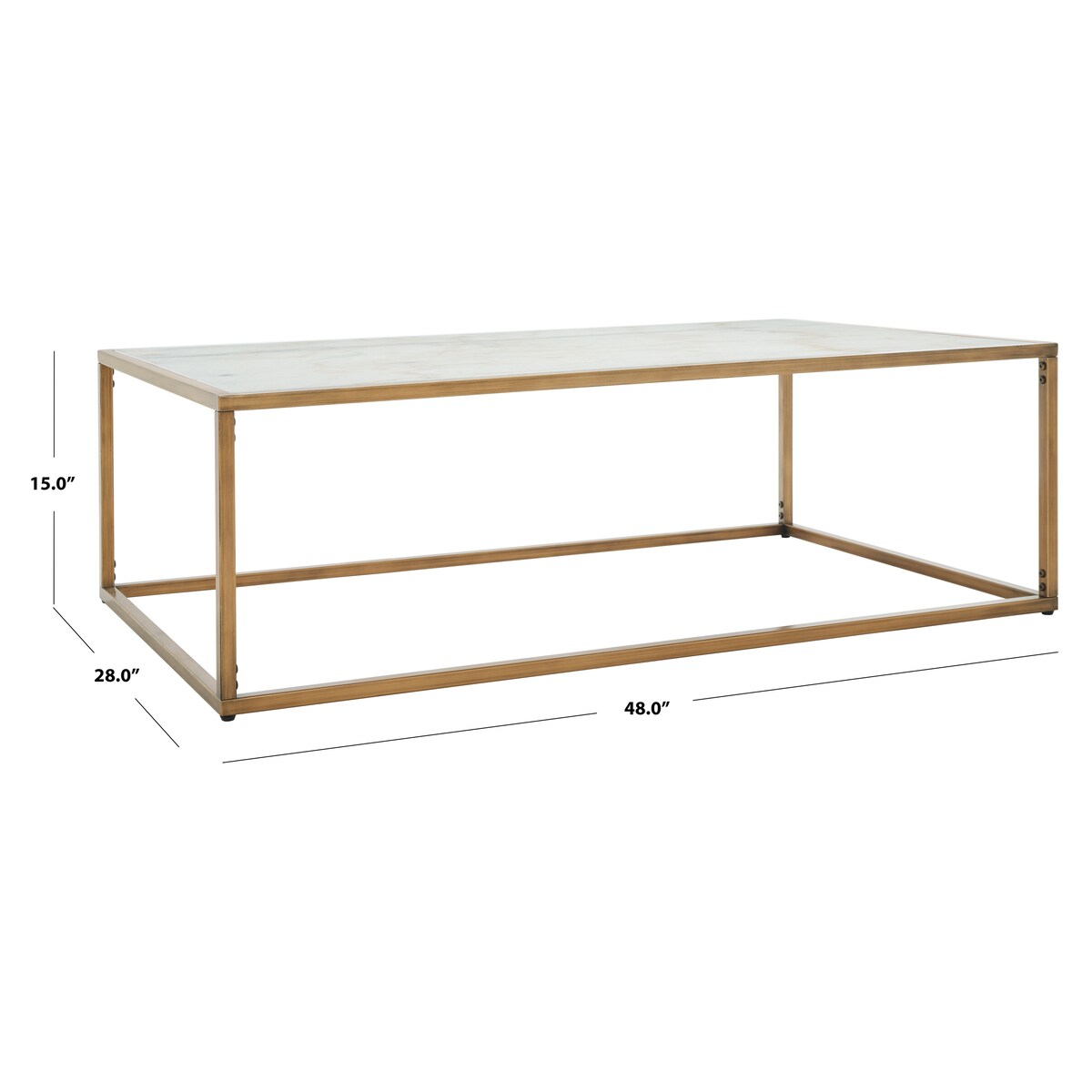 SAFAVIEH Couture Narda Rectangle Marble Coffee Table - 48 In W x 28 In D x 15 In H - 48Wx28Dx15H