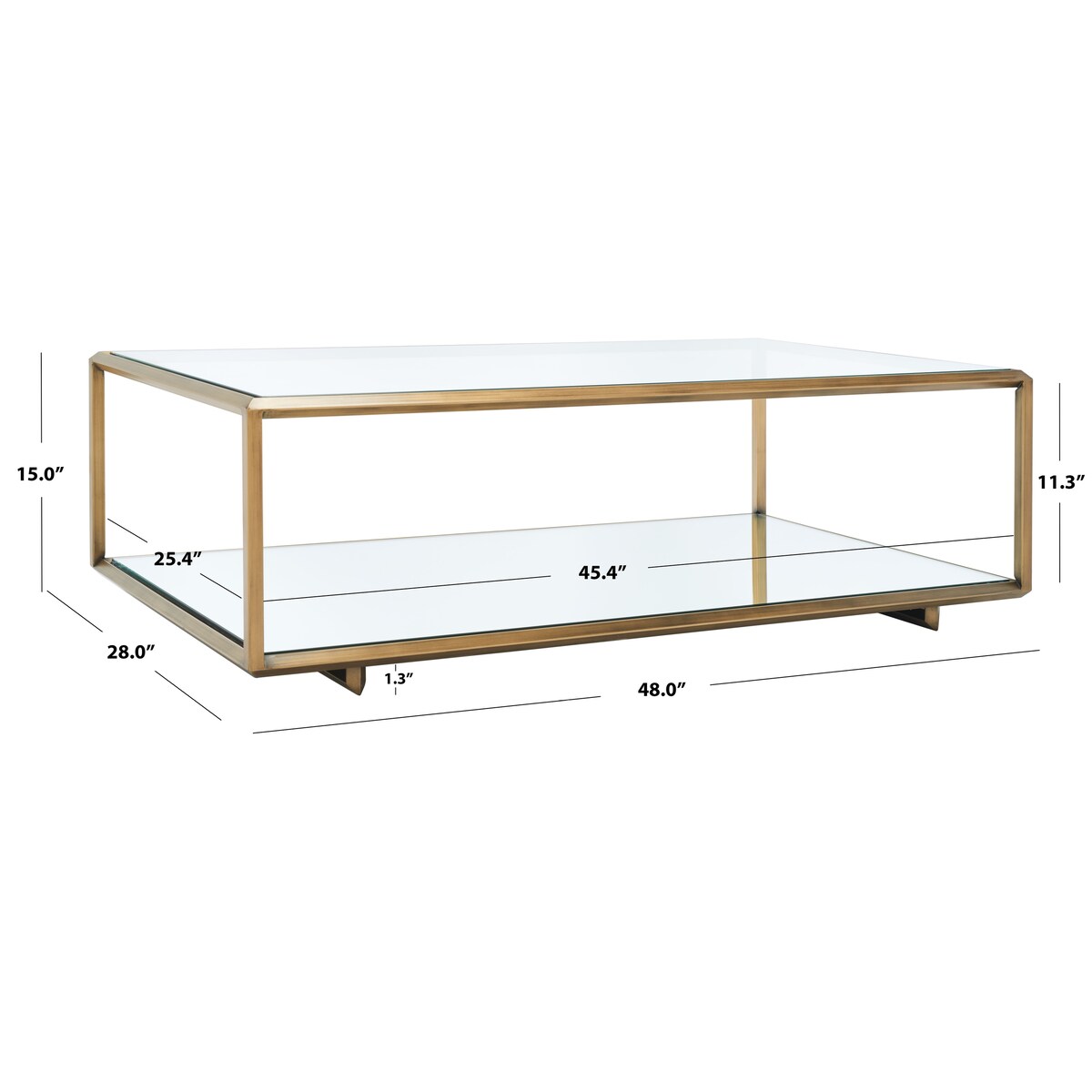 SAFAVIEH Couture Naxhie Mirrored Coffee Table - 48 In W x 28 In D x 15 In H - 48 In W x 28 In D x 15 In H - 48Wx28Dx15H