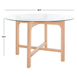 SAFAVIEH Couture Neguta Solid Wood/Tempered Glass Round Dining Table - 48 In. W x 48 In. D x 30 In. H - 48Wx48Dx30H