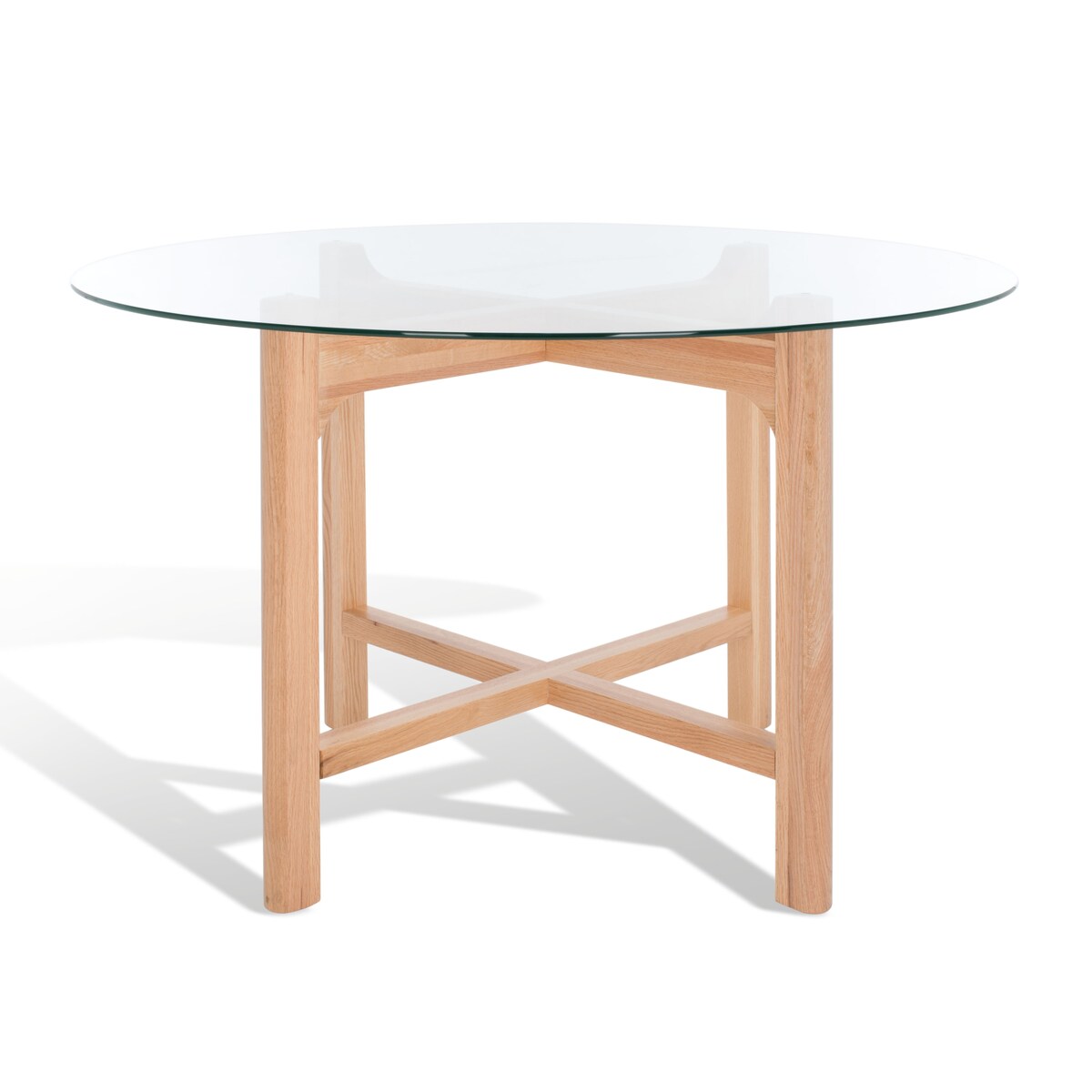 SAFAVIEH Couture Neguta Solid Wood/Tempered Glass Round Dining Table - 48 In. W x 48 In. D x 30 In. H - 48Wx48Dx30H