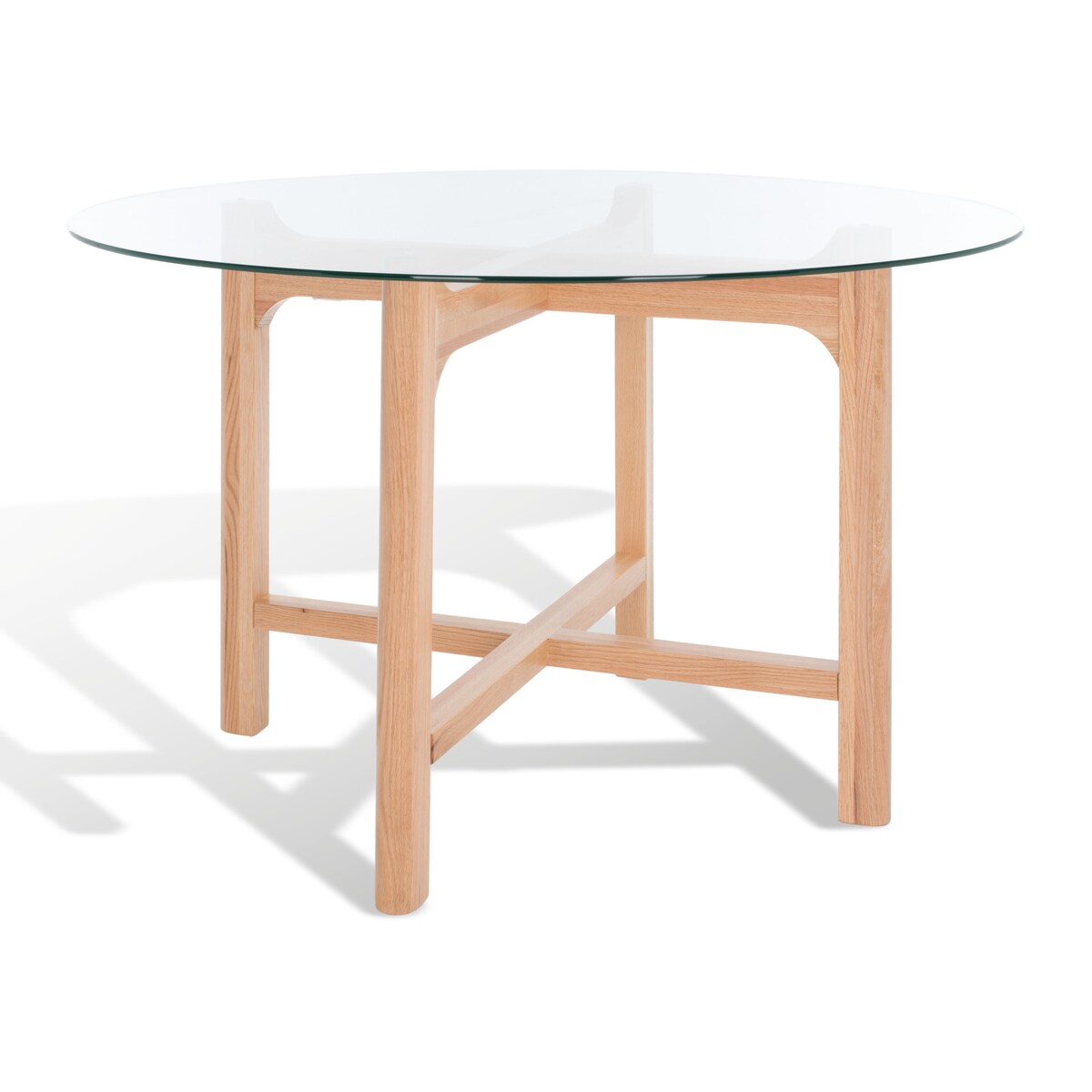 SAFAVIEH Couture Neguta Solid Wood/Tempered Glass Round Dining Table - 48 In. W x 48 In. D x 30 In. H - 48Wx48Dx30H