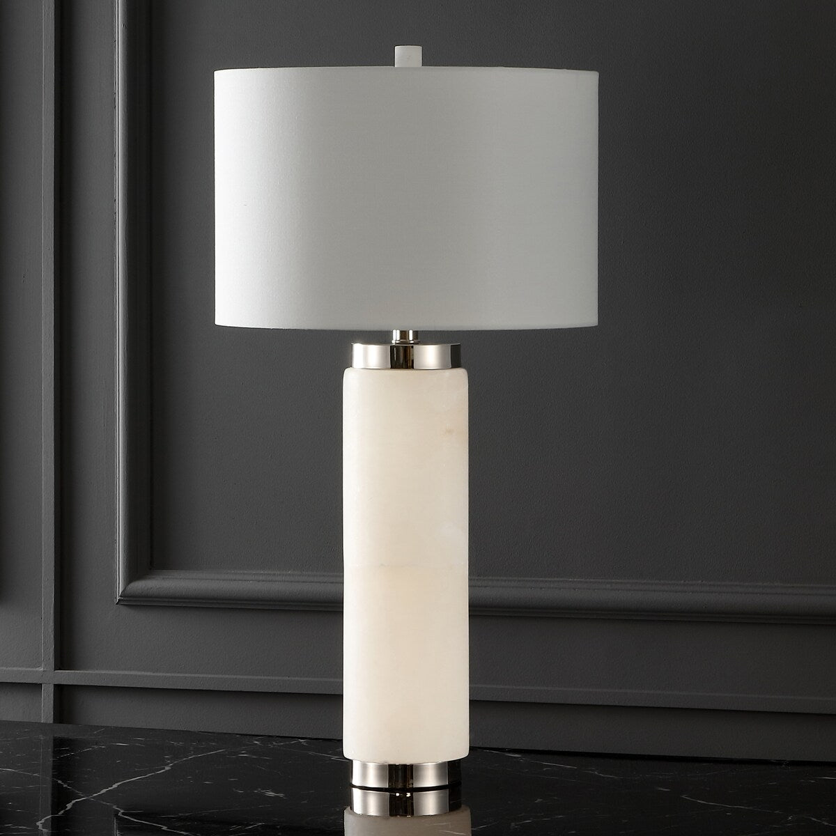 SAFAVIEH Couture Oketa Alabaster Pillar Table Lamp - 15 In W x 15 In D x 30 In H - 15Wx15Dx30H