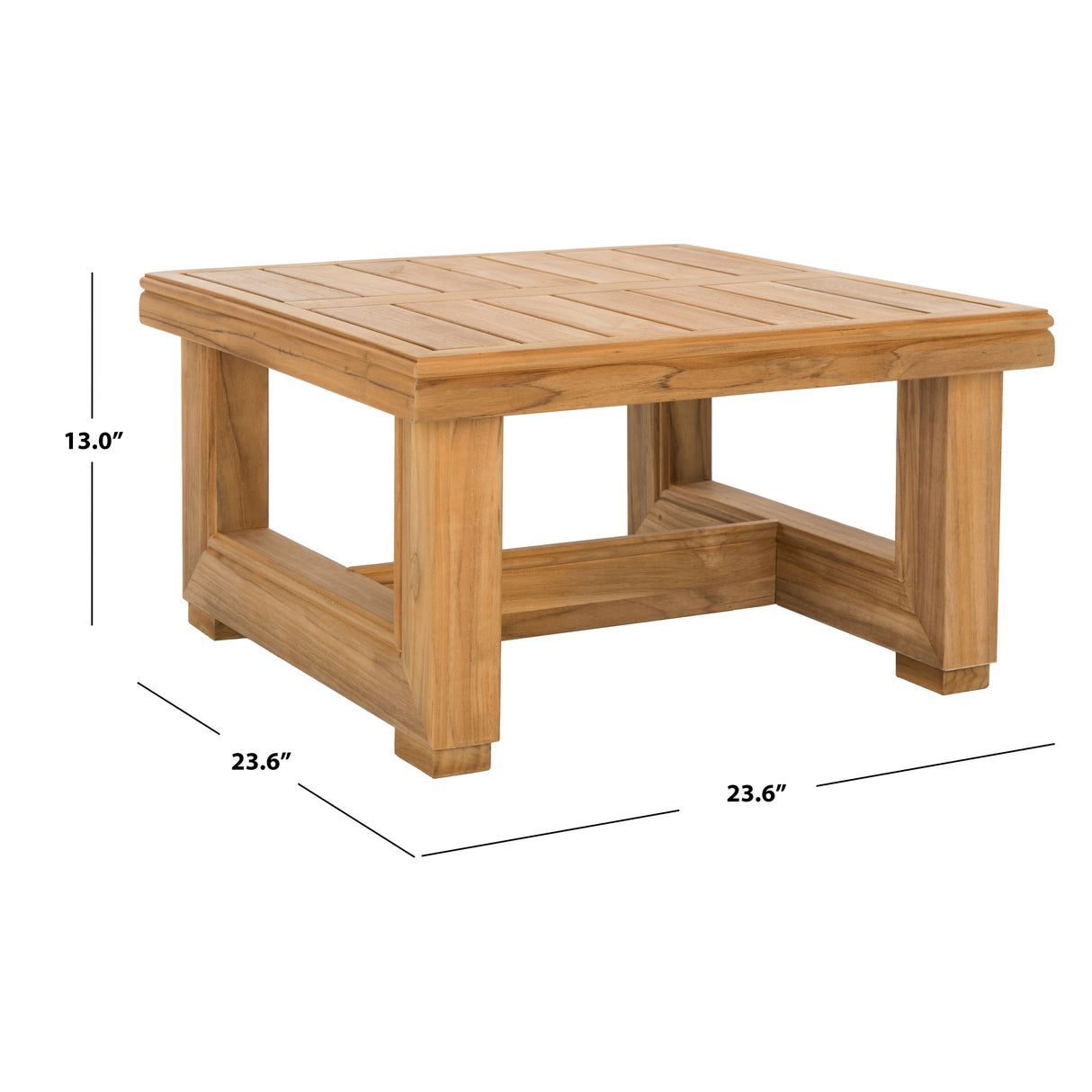 SAFAVIEH Couture Olivine Montford Teak Commercial Grade End Table. - 24 In W x 24 In D x 13 In H - 24Wx24Dx13H