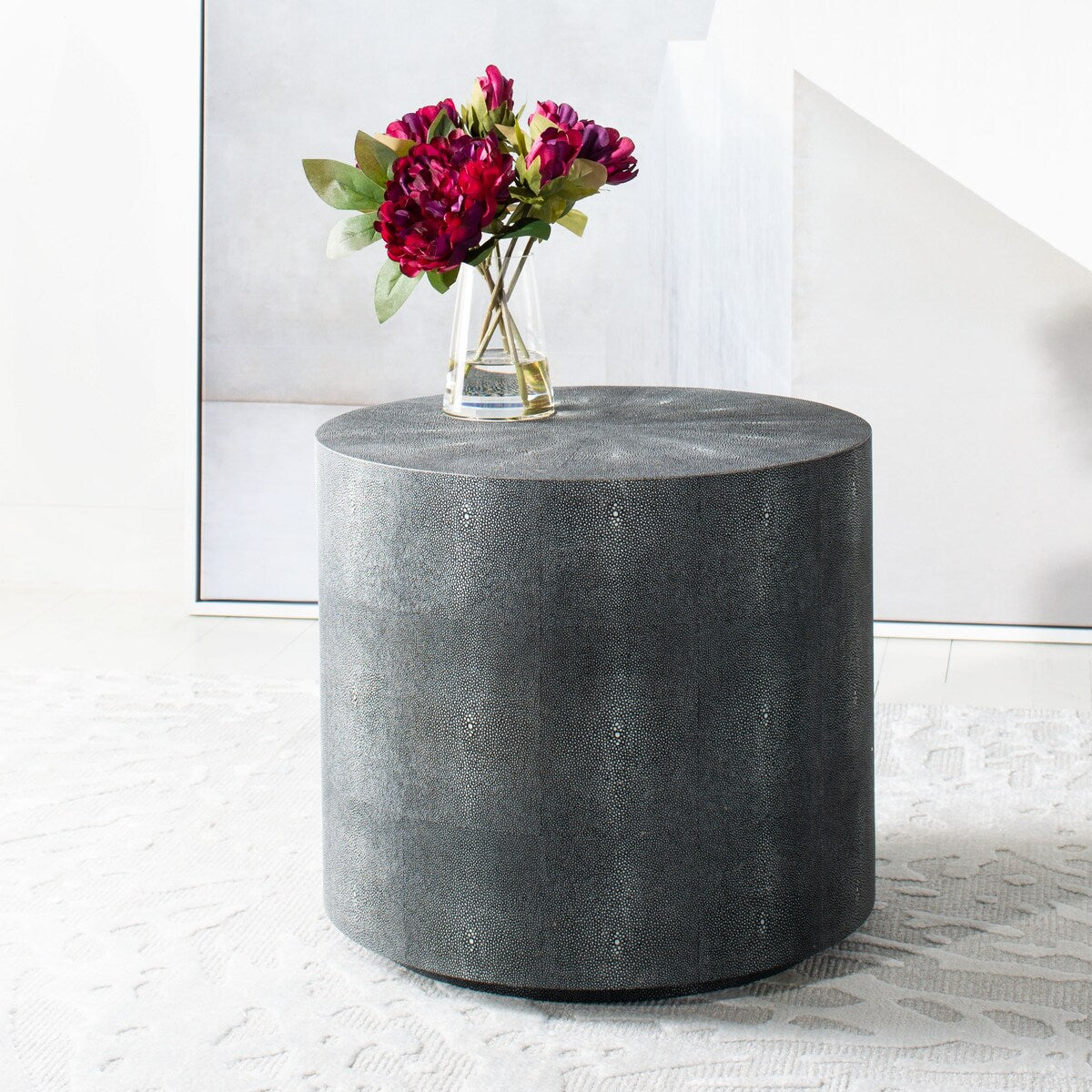 SAFAVIEH Couture Pessa Faux Shagreen Black End Table - 20Wx20Dx18H