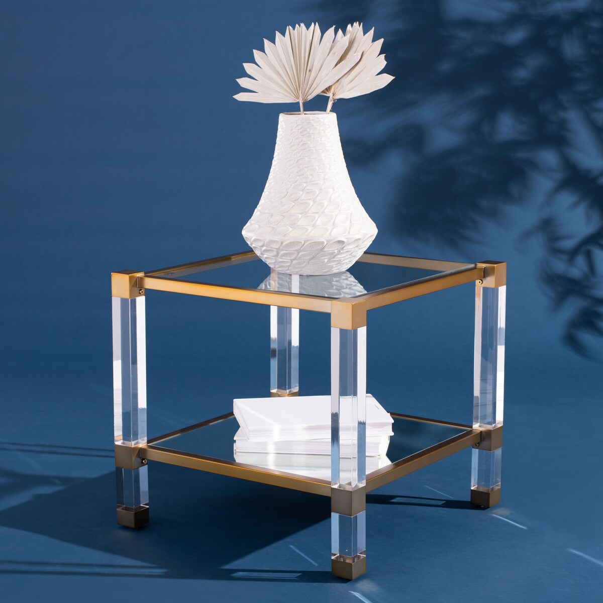 SAFAVIEH Couture Raelene Bronze Brass Acrylic End Table - 24Wx24Dx22H