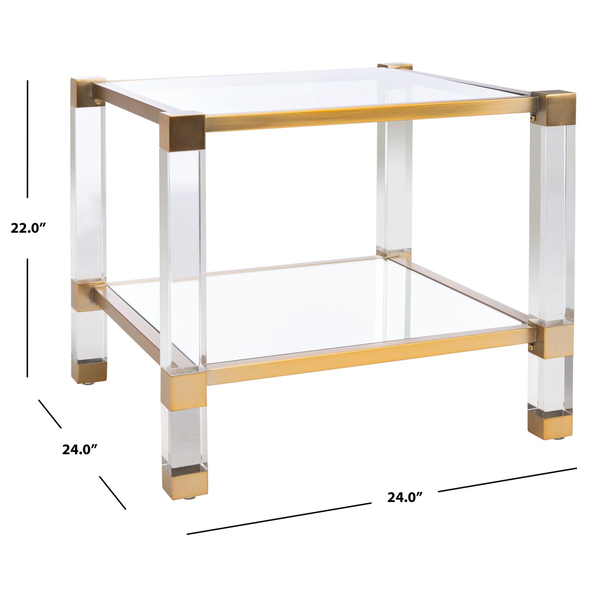 SAFAVIEH Couture Raelene Bronze Brass Acrylic End Table - 24Wx24Dx22H