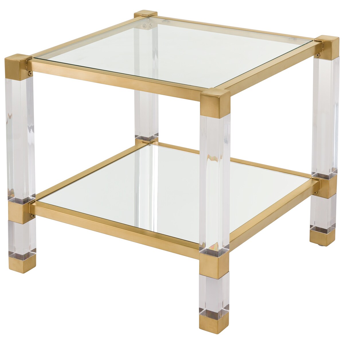 SAFAVIEH Couture Raelene Bronze Brass Acrylic End Table - 24Wx24Dx22H