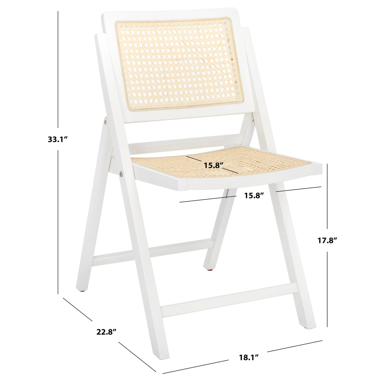 SAFAVIEH Couture Reinalda Cane Folding Dining Chair (Set of 2) - 18 In. W x 23 In. D x 33 In. H - 18Wx23Dx33H