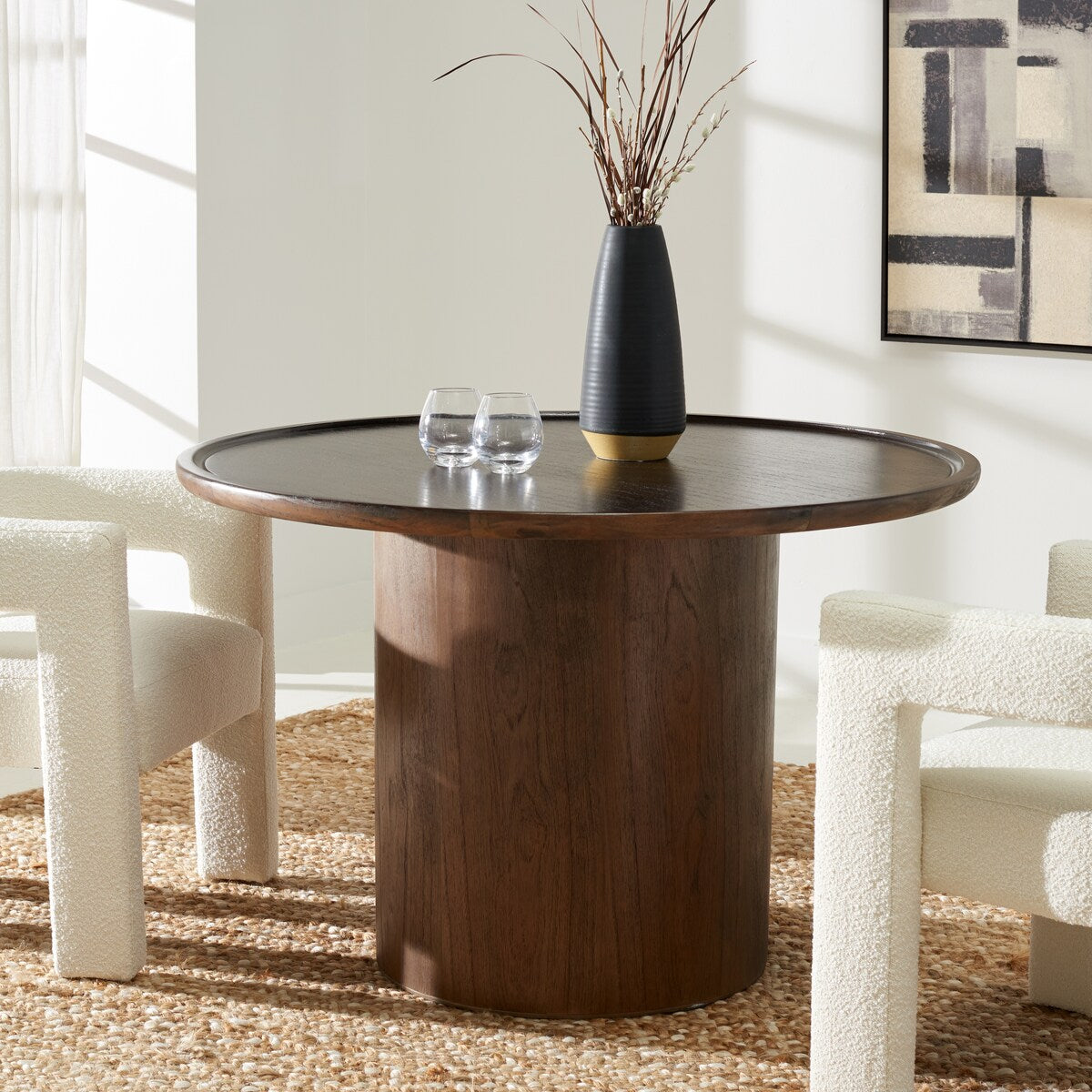 SAFAVIEH Couture Rengina Round Pedestal Dining Table - 46 In. W x 46 In. D x 30 In. H - 46Wx46Dx30H