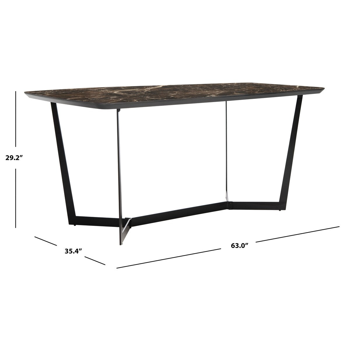 SAFAVIEH Couture Rezarta Metal Dining Table - 63 In W x 35.4 In D x 29.2 In H - 63Wx35Dx29H