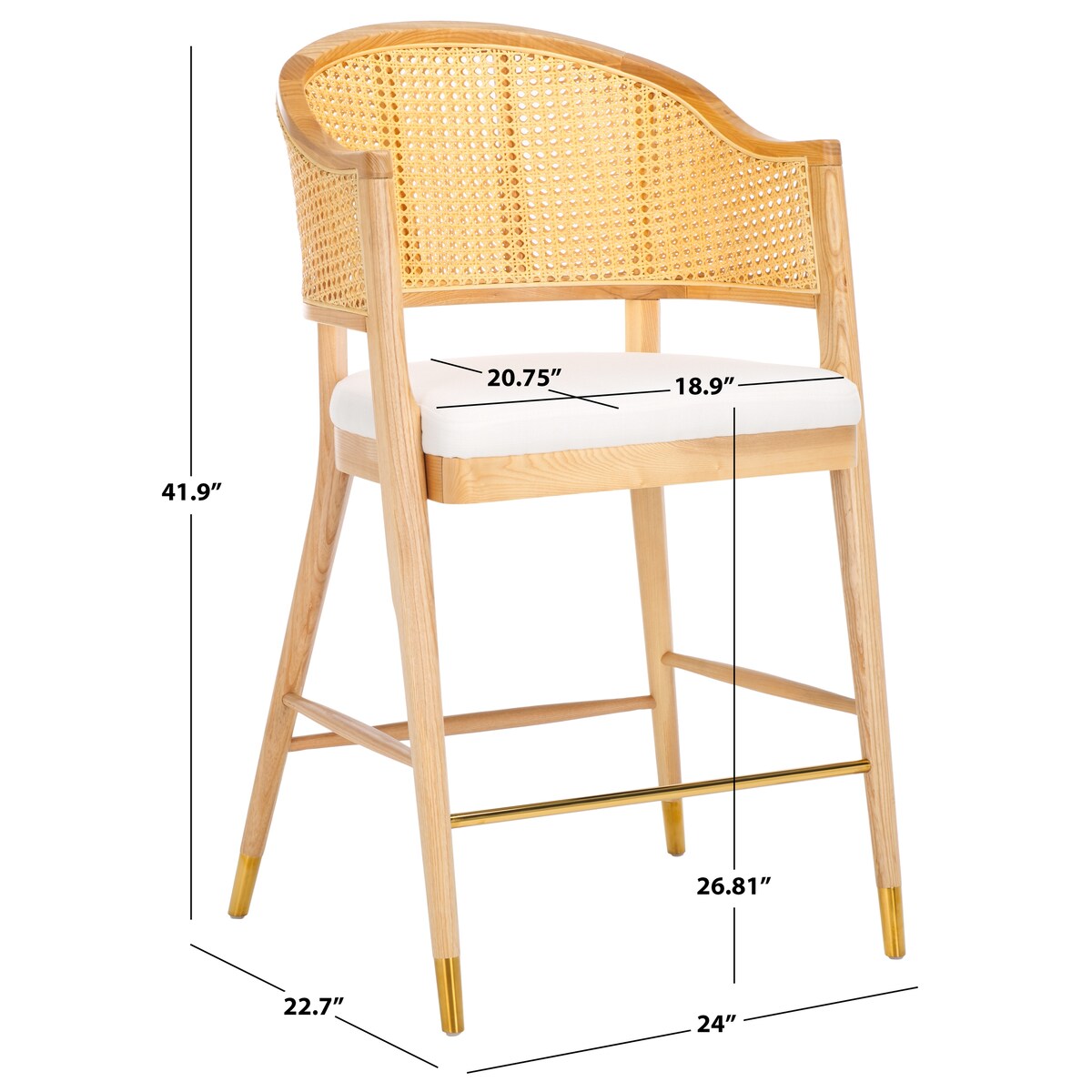 SAFAVIEH Couture Rogue Rattan 27-inch Barstool - 24Wx23Dx42H